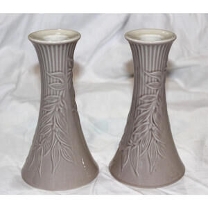 Pair Rare Genuine Lenox White Linen Candlesticks Candle Holders 1999-2006 Only